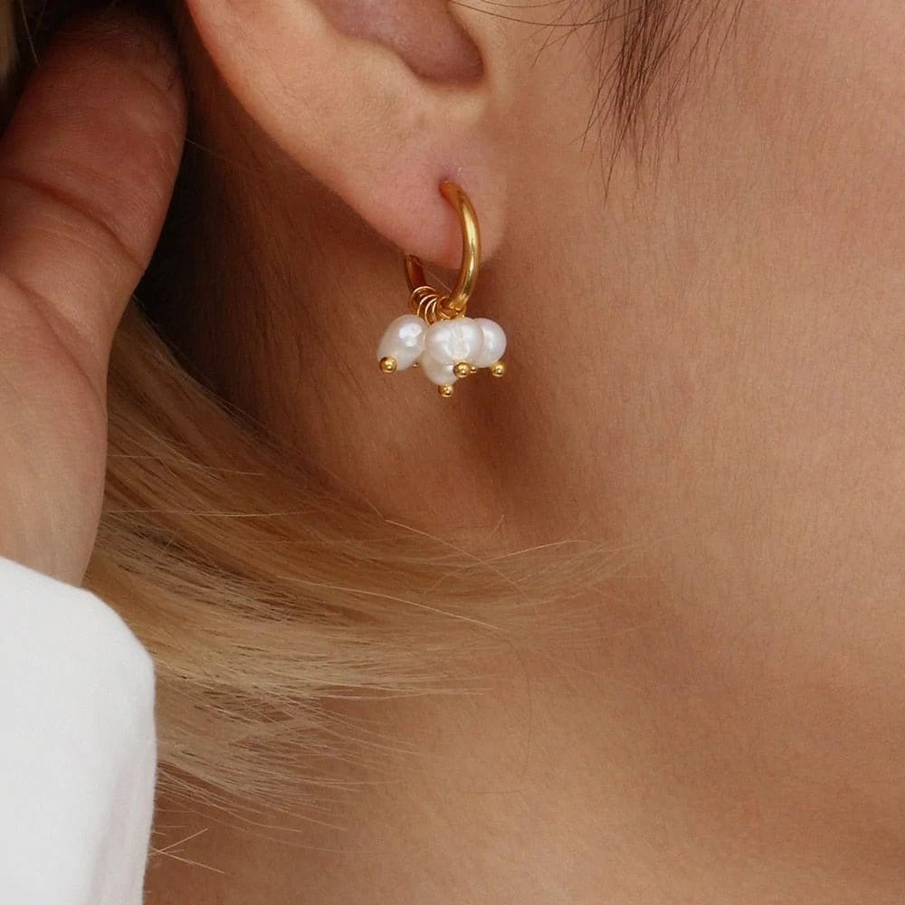 ZEDASTYLE Earrings Pearl Hoop Earrings