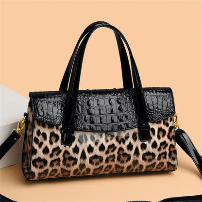 ZEDASTYLE Bag Black Leopard Print Leopard Pattern Handbag