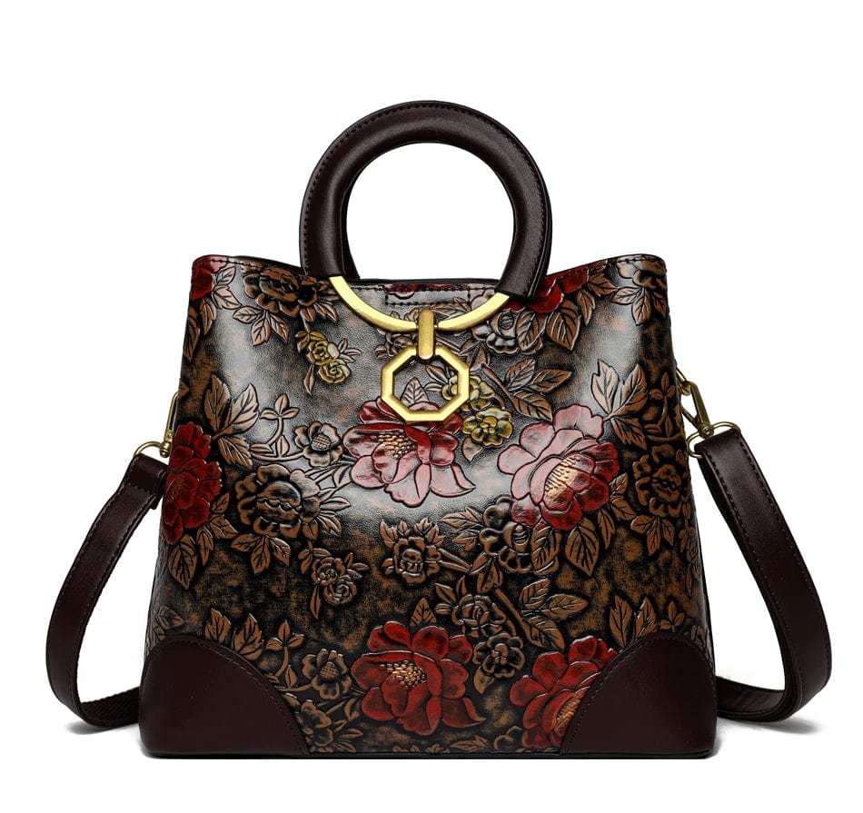 ZEDASTYLE Bag Dark Yellow Flower Print Shoulder Bag