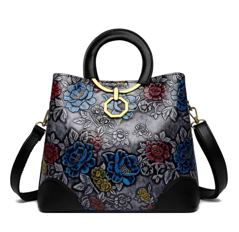 ZEDASTYLE Bag Grey Flower Print Shoulder Bag