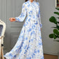 ZEDASTYLE Dress Elegant Blue Chiffon Dress