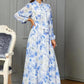 ZEDASTYLE Dress Elegant Blue Chiffon Dress