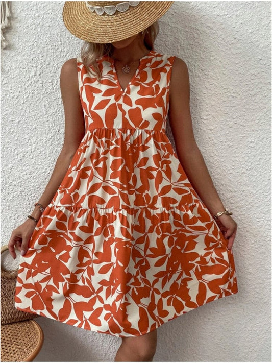 ZEDASTYLE Dress Orange / S Sleeveless Dress