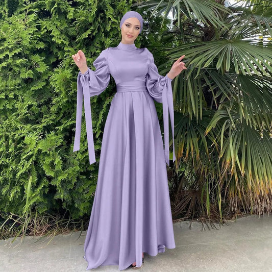 ZEDASTYLE Dress Purple / S Long Satin Dress