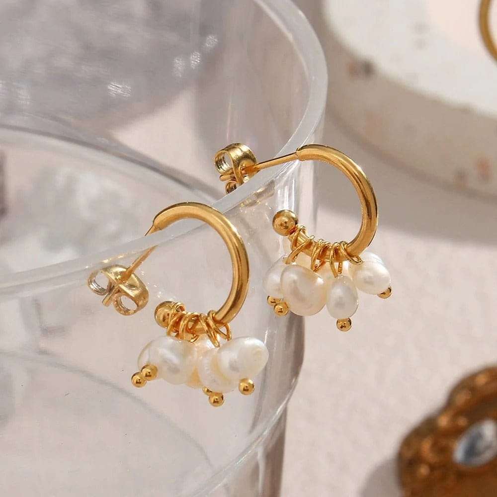 ZEDASTYLE Earrings Pearl Hoop Earrings