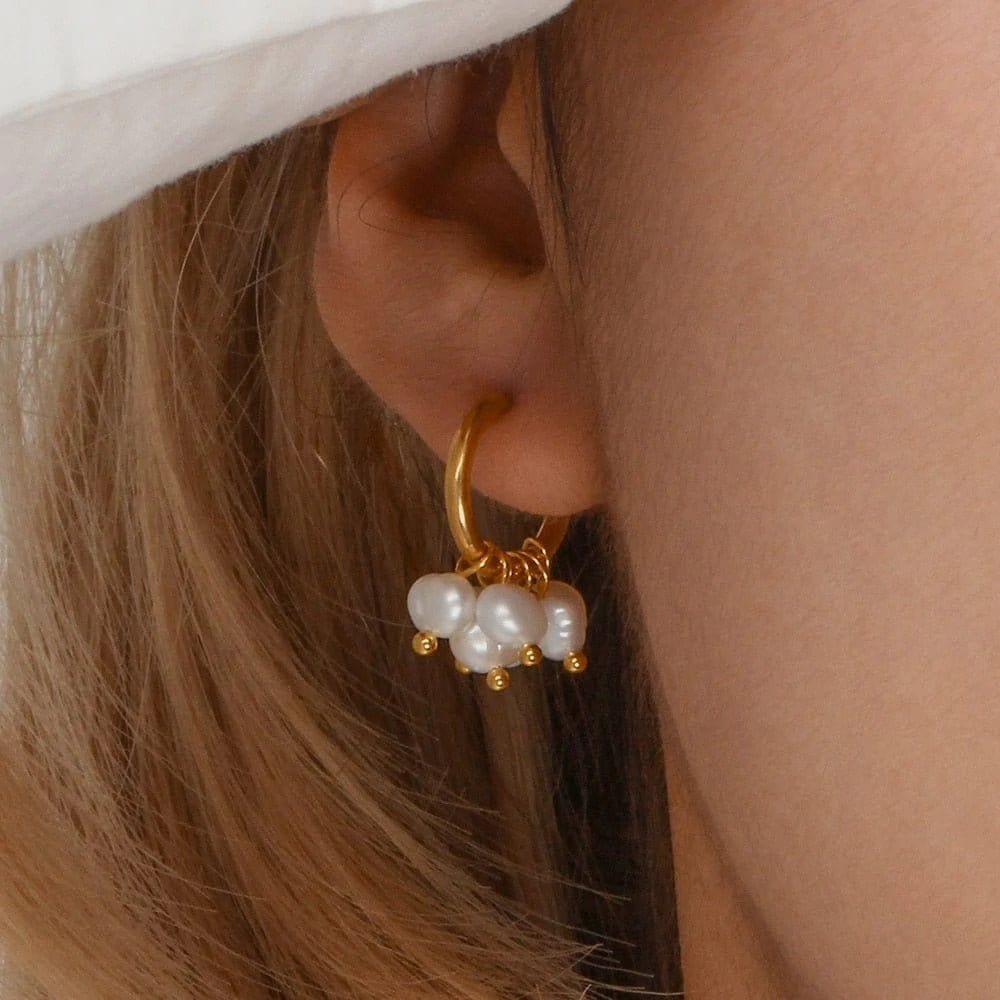 ZEDASTYLE Earrings Pearl Hoop Earrings