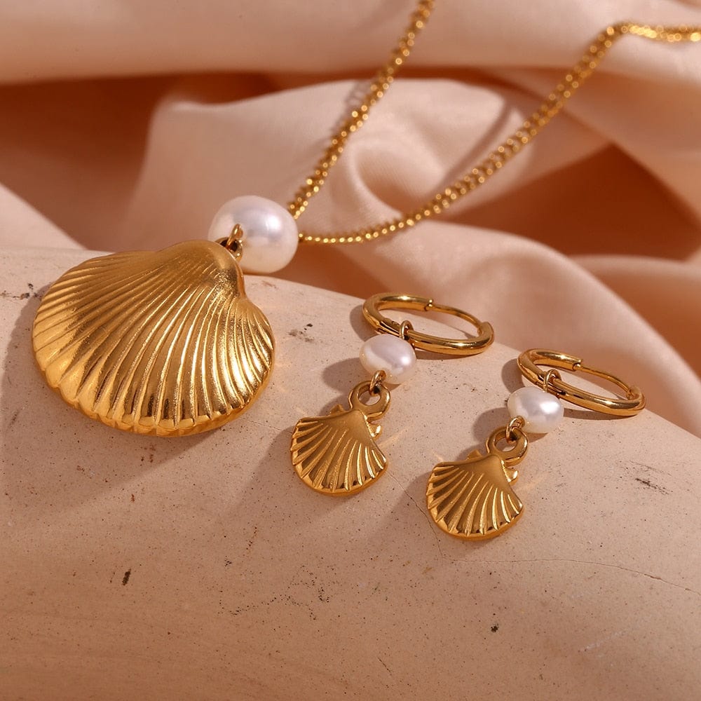 ZEDASTYLE Earrings Scallop Shell Jewelry Set