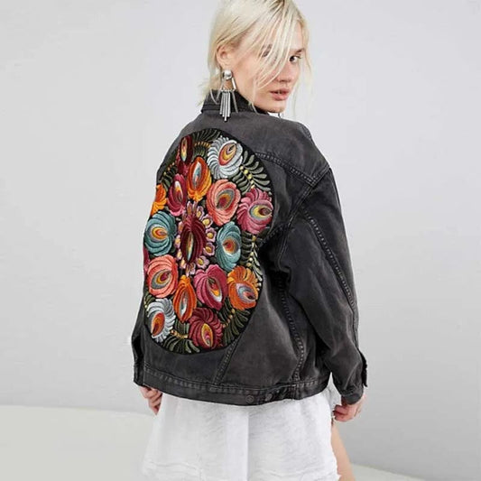 ZEDASTYLE Jacket Embroidered Denim Jacket