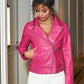 ZEDASTYLE Jacket Pink Leather Jacket