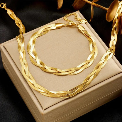 ZEDASTYLE Jewelry Gold Snake Chain Set