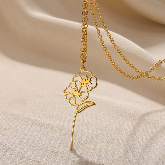 ZEDASTYLE Necklace FEB-PRIMROSE / Gold 12 Month Flower Necklace
