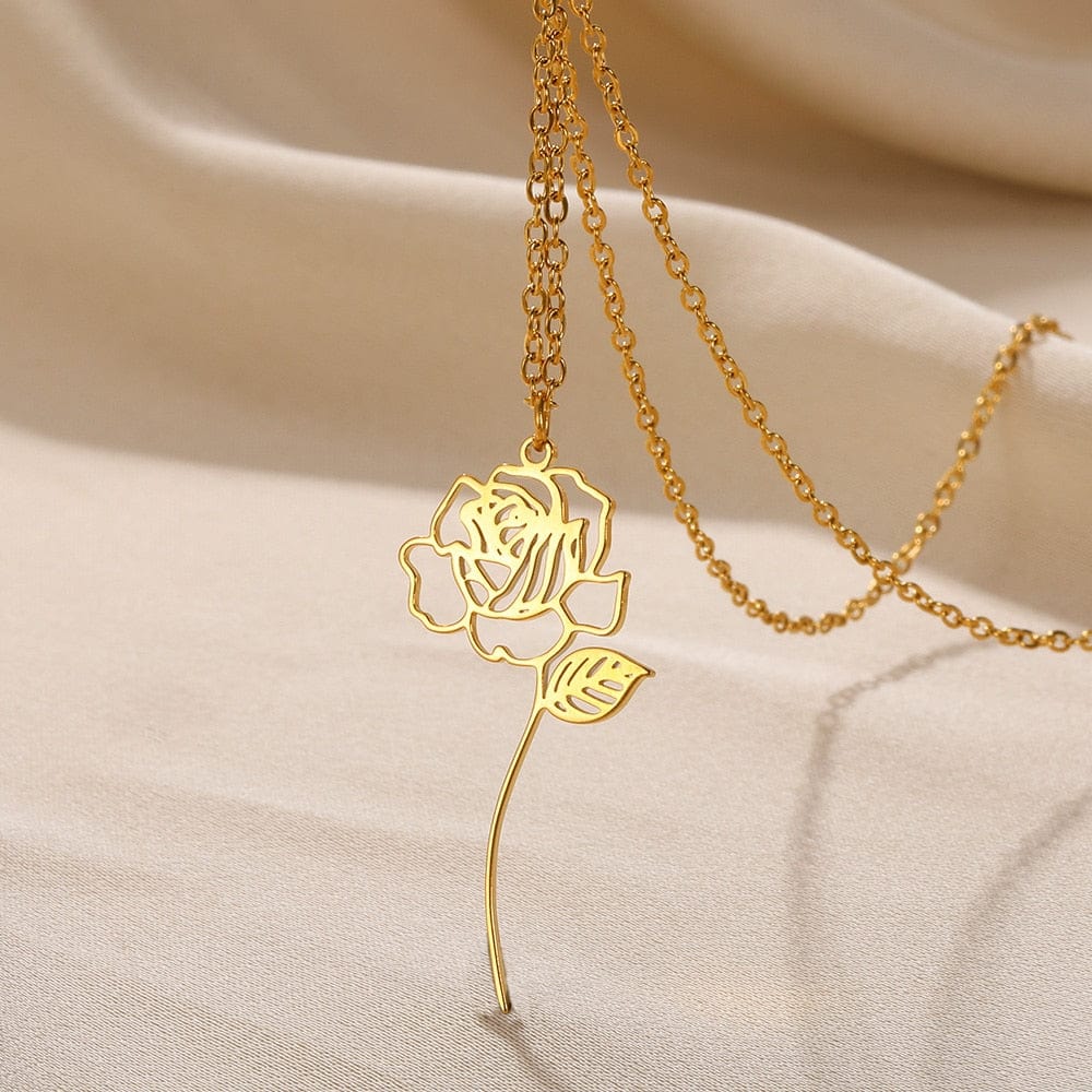 ZEDASTYLE Necklace JUN-ROSE / Gold 12 Month Flower Necklace