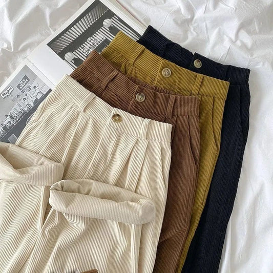 ZEDASTYLE Pants High Waist Corduroy Pants