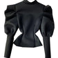 ZEDASTYLE Puff Sleeve Blouse, Black, Close Up View