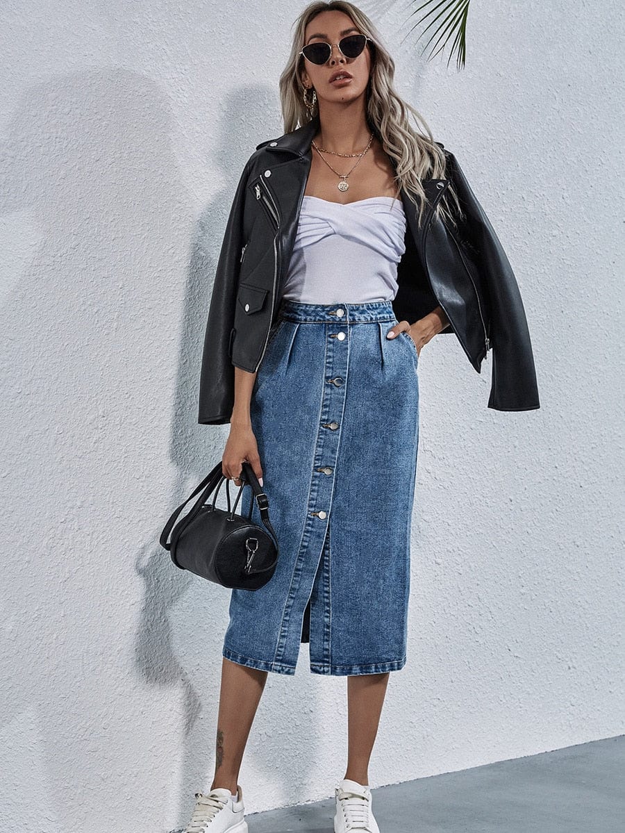 ZEDASTYLE Skirt Denim Skirt