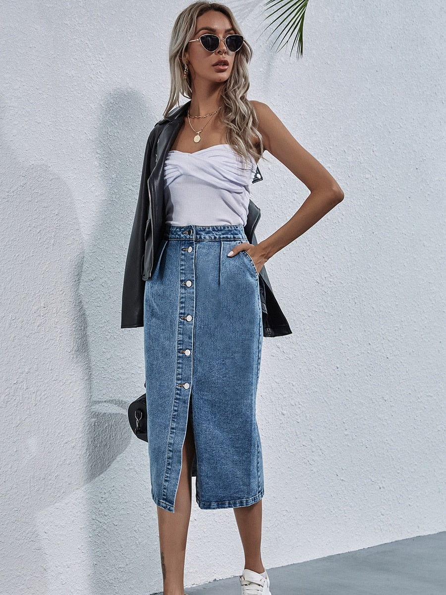 ZEDASTYLE Skirt Denim Skirt