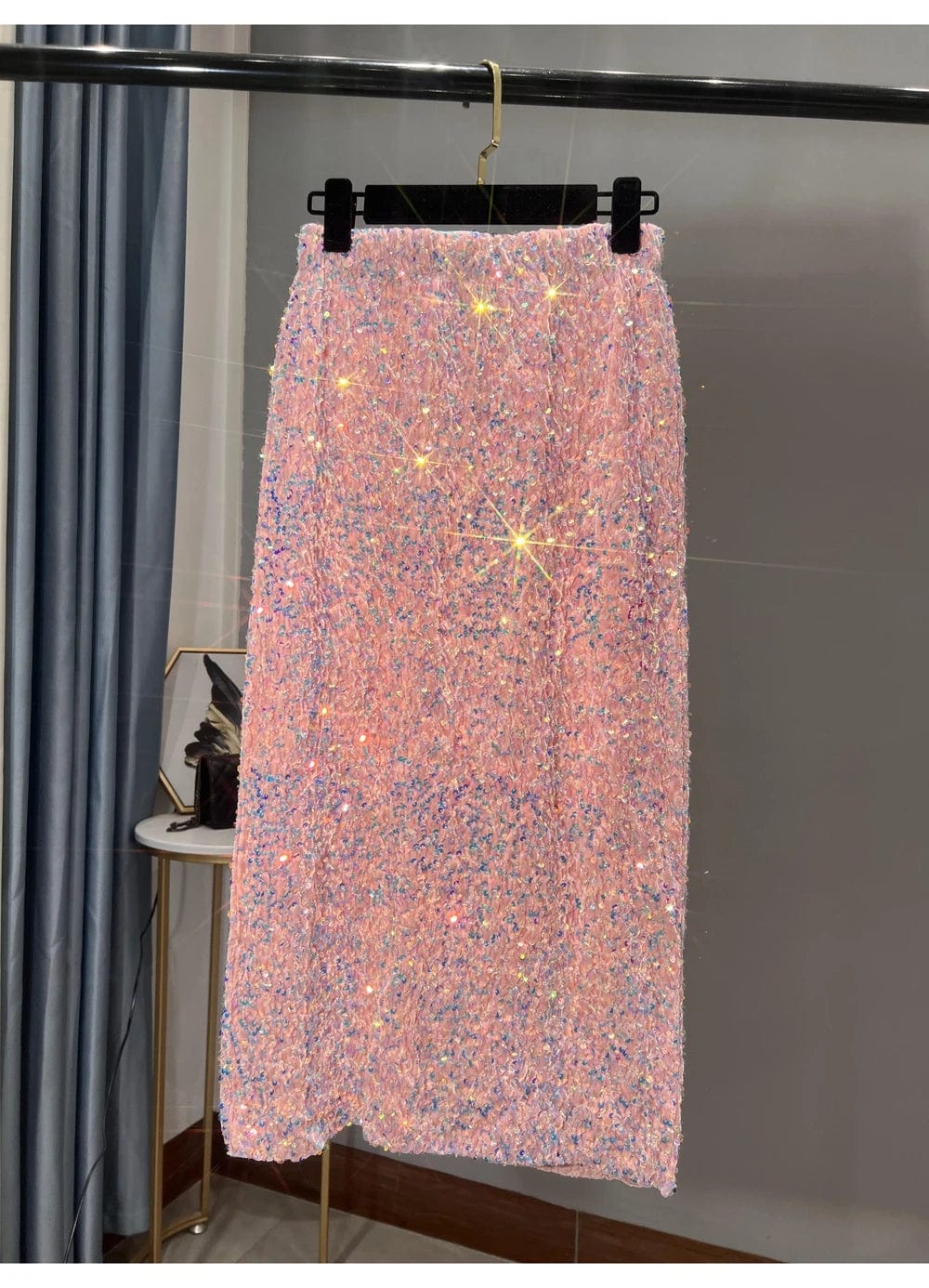 ZEDASTYLE Skirt Pink / S Slim Sequin Skirt