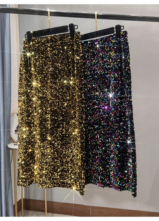 ZEDASTYLE Skirt Slim Sequin Skirt