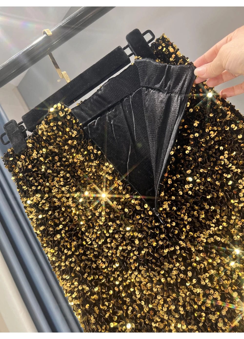 ZEDASTYLE Skirt Slim Sequin Skirt