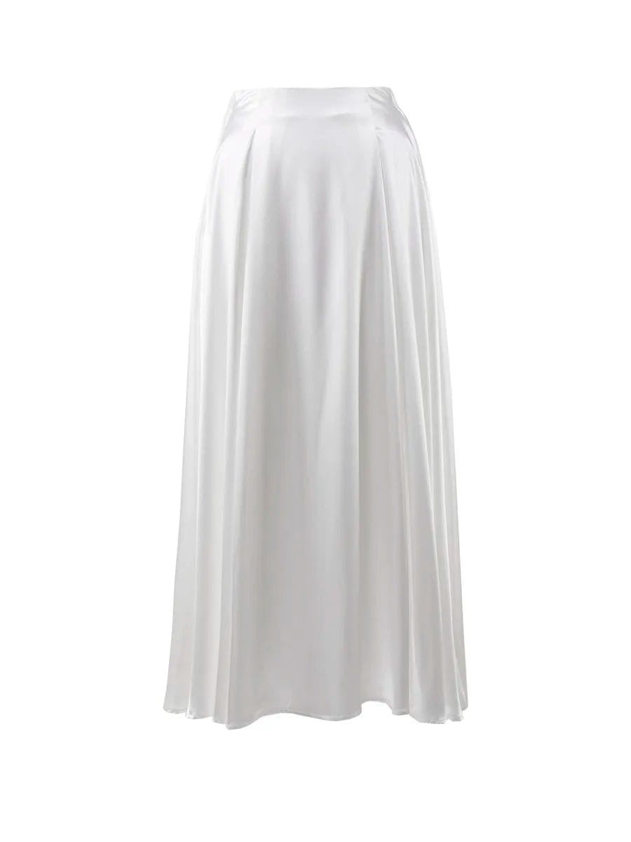 ZEDASTYLE Skirt White / S Satin Maxi Skirt