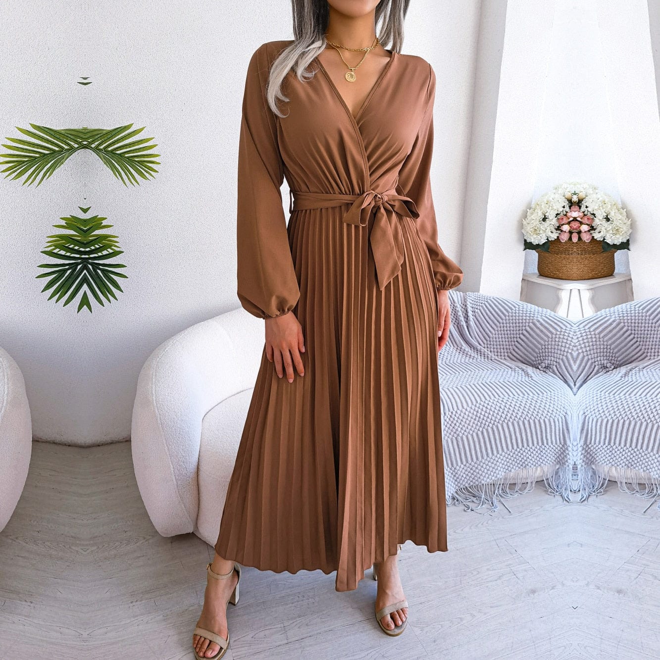 ZEDASTYLE Dress Coffee / S Spring Dress