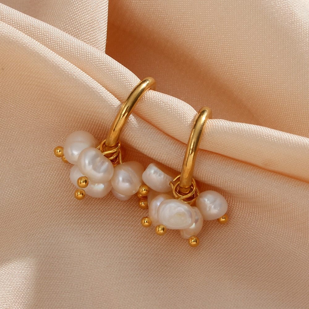 ZEDASTYLE Earrings Pearl Hoop Earrings